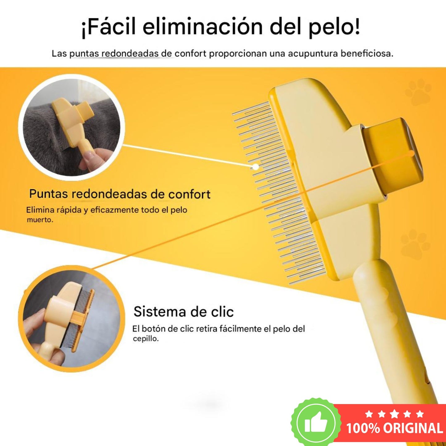 Deslanador Profesional para Mascotas con Botón de Liberación + Pelota Limpia Dientes